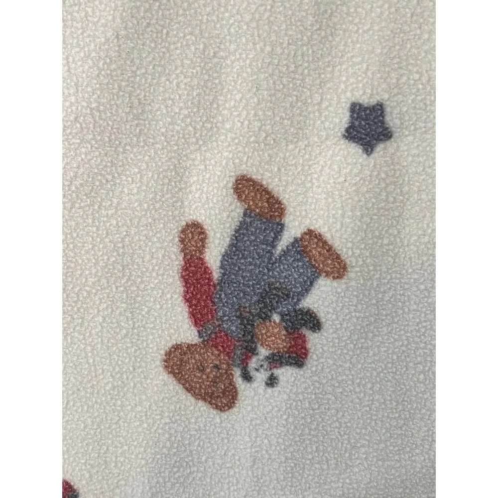 Vintage Dundee Blue Jean Teddy Fleece Blanket Bear Stars Hearts Made in USA